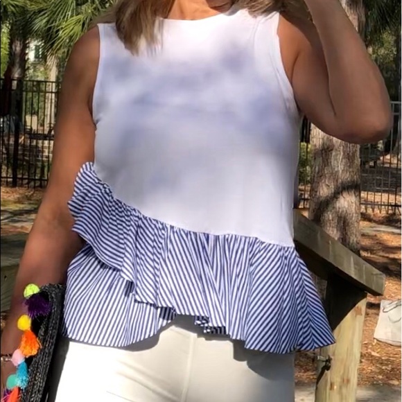 BANANA REPUBLIC White Ruffle Sleeveless Top - Picture 8 of 9